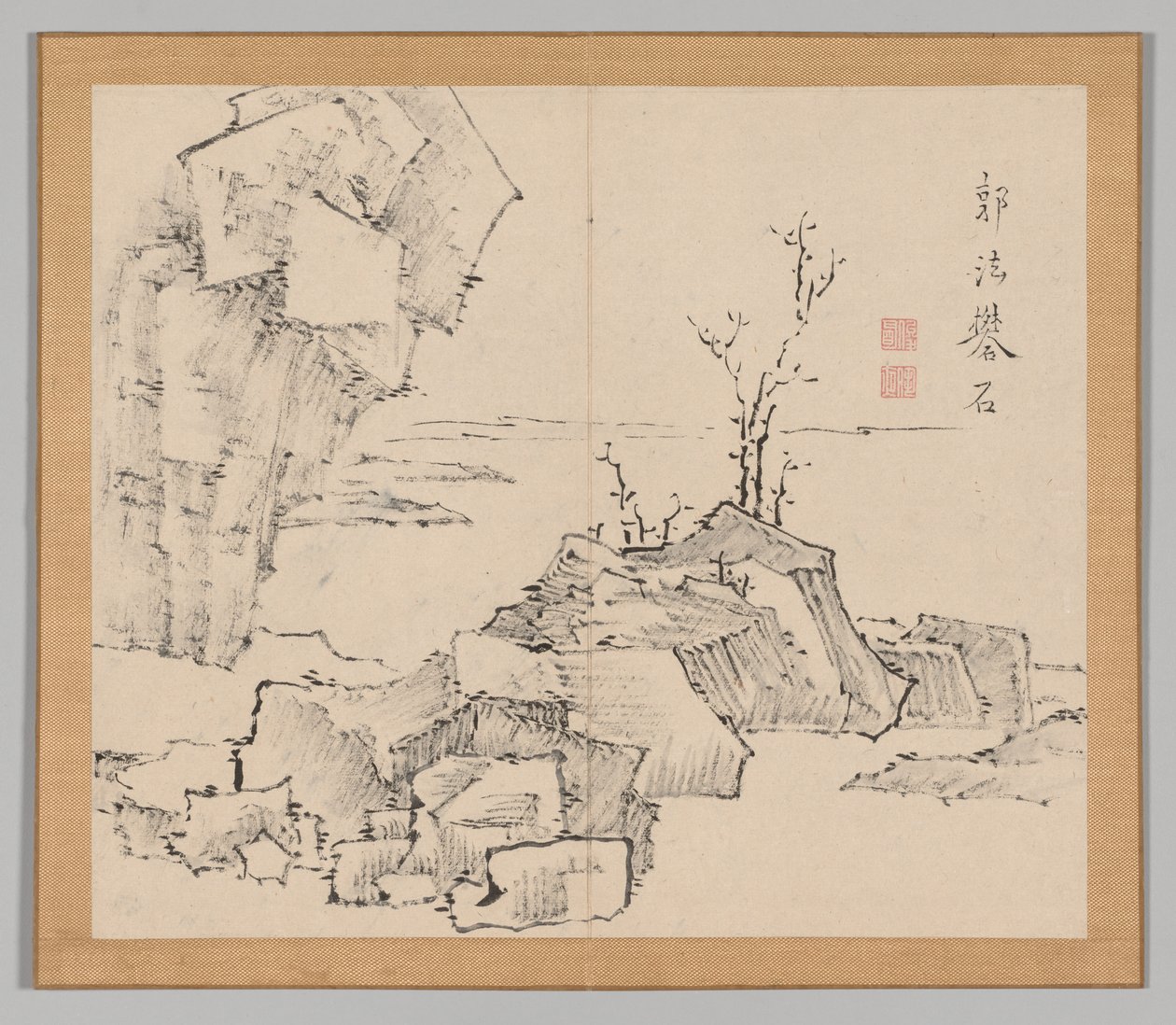 Double Album of Landscape Studies Ikeno Taiga után, 1. kötet 23. levél, 18. század. alkotó: Aoki Shukuya