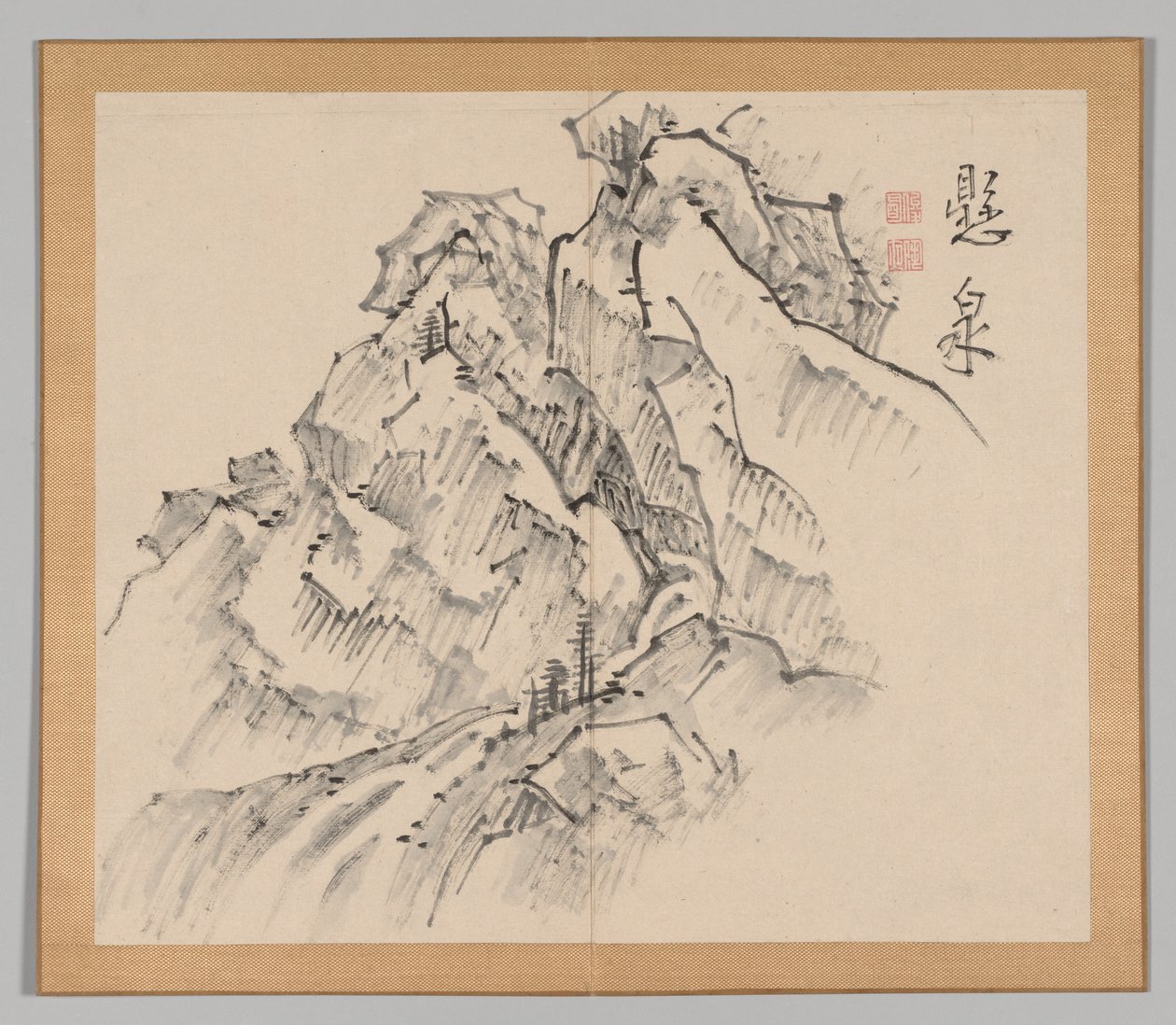 Double Album of Landscape Studies Ikeno Taiga után, 1. kötet 26. levél, 18. század. alkotó: Aoki Shukuya
