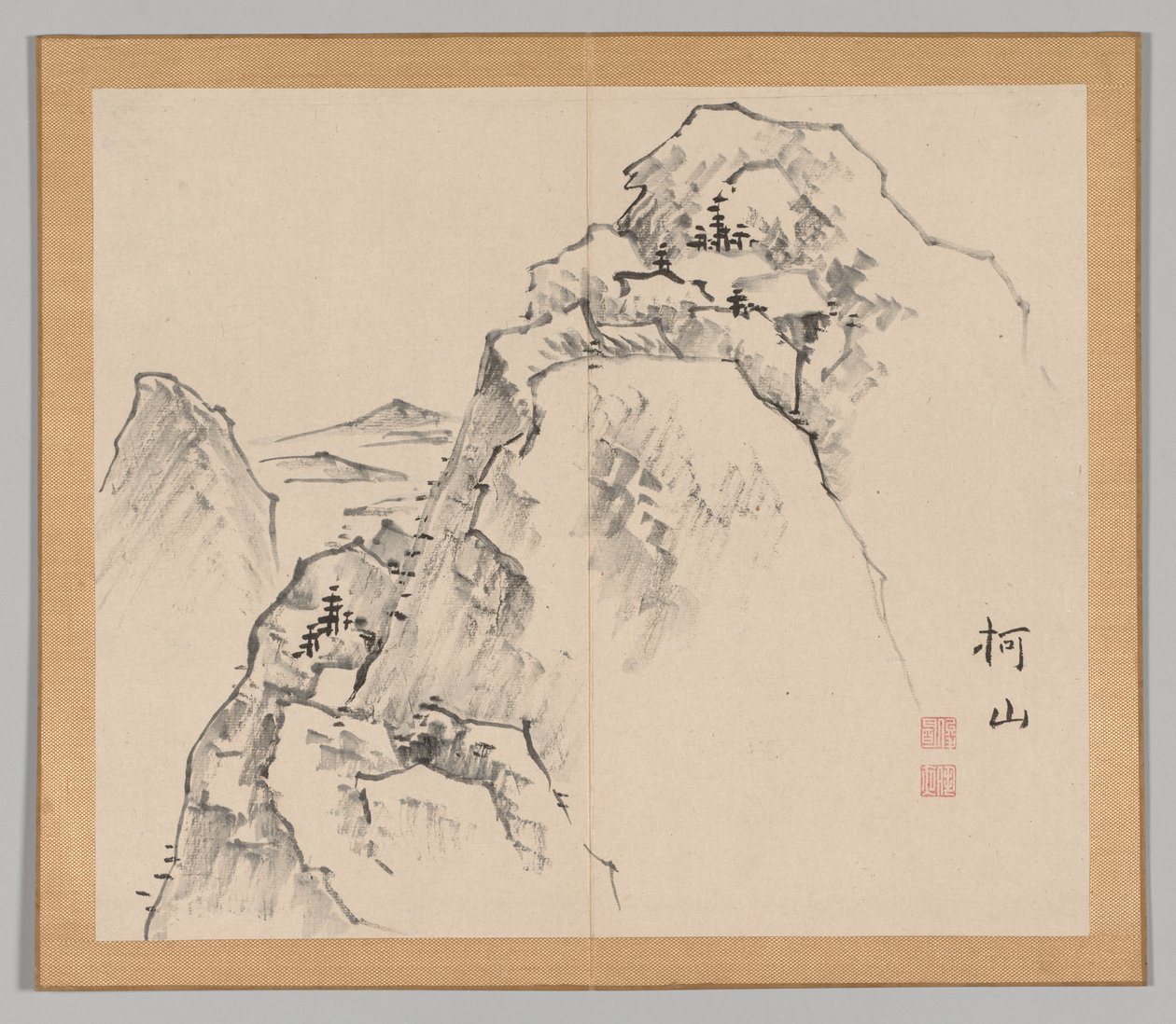 Double Album of Landscape Studies Ikeno Taiga után, 1. kötet 27. levél, 18. század. alkotó: Aoki Shukuya