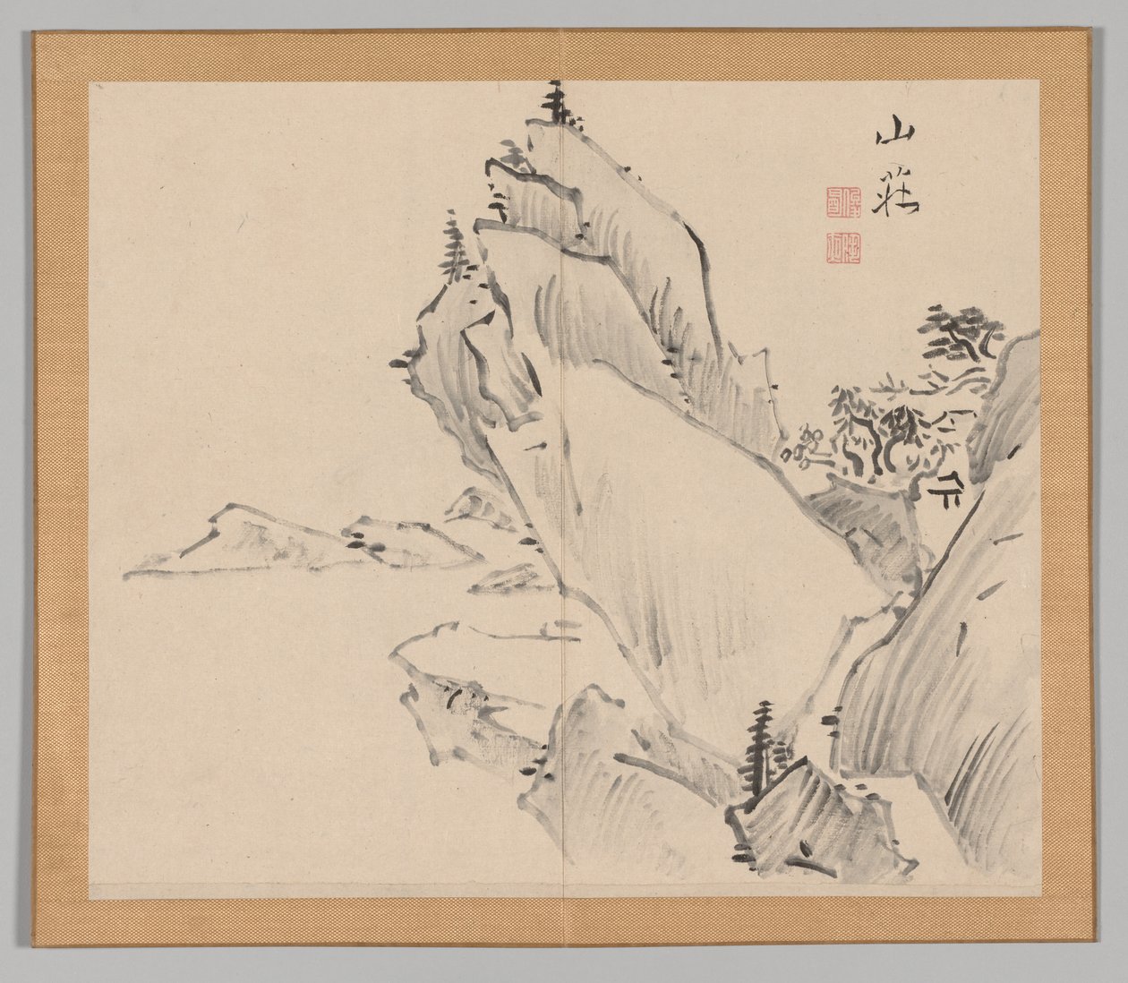 Double Album of Landscape Studies Ikeno Taiga után, 1. kötet 30. levél, 18. század. alkotó: Aoki Shukuya