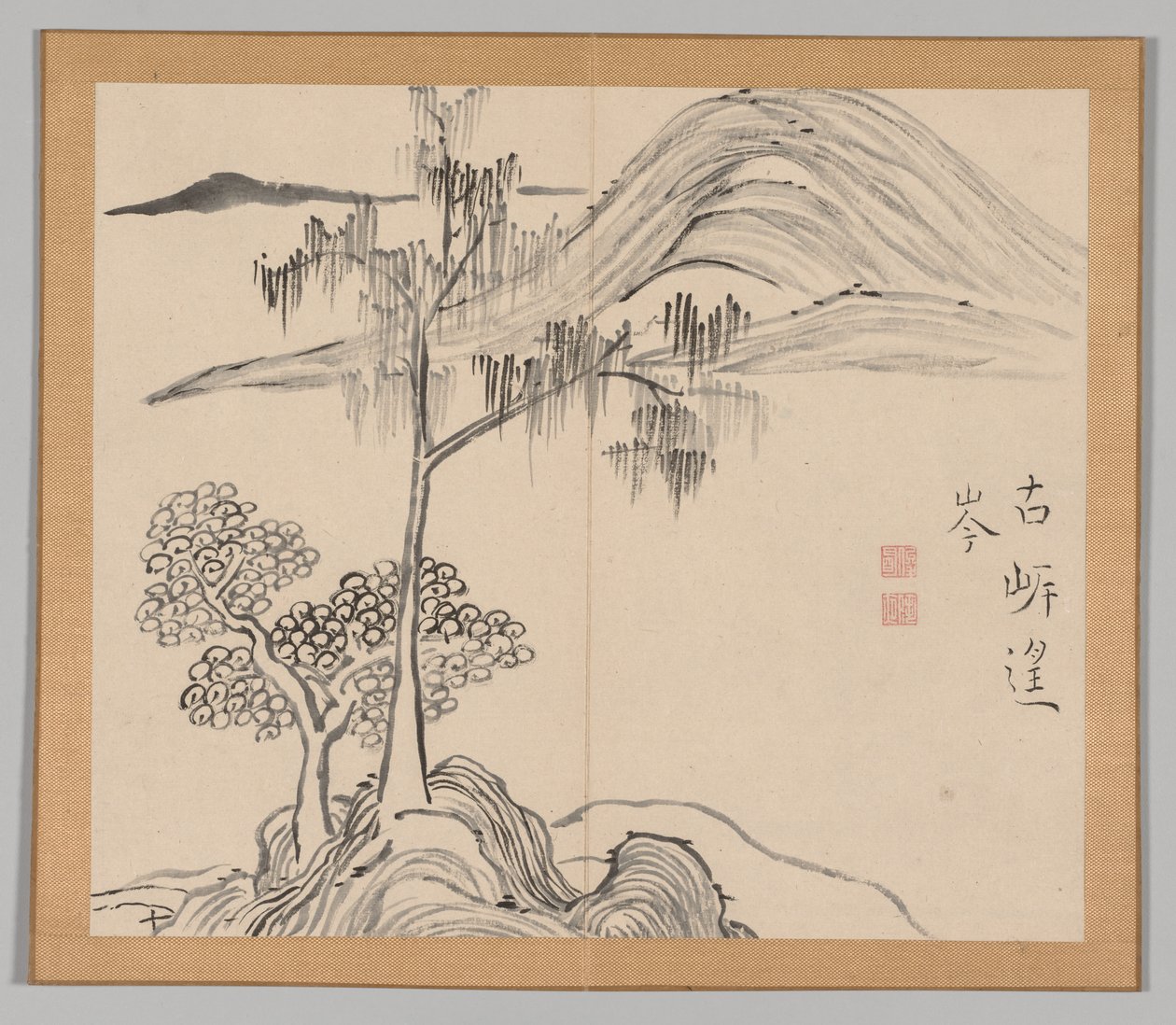 Double Album of Landscape Studies Ikeno Taiga után, 1. kötet 36. levél, 18. század. alkotó: Aoki Shukuya