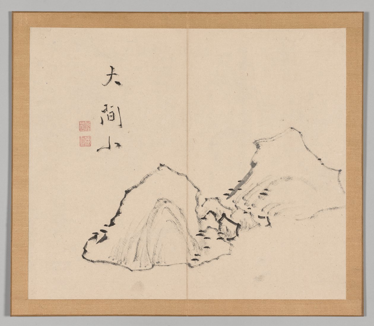 Double Album of Landscape Studies Ikeno Taiga után, 1. kötet 6. levél, 18. század. alkotó: Aoki Shukuya