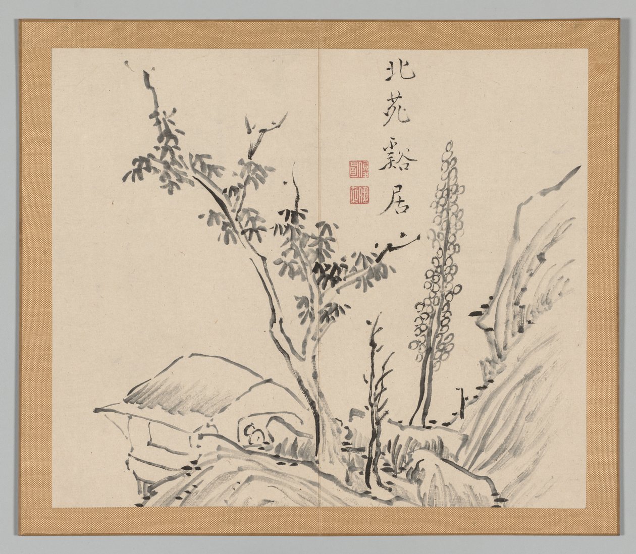 Double Album of Landscape Studies Ikeno Taiga után, 2. kötet 13. levél, 18. század. alkotó: Aoki Shukuya
