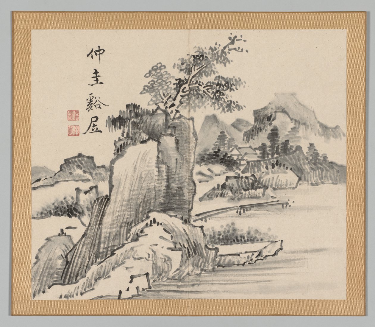 Double Album of Landscape Studies Ikeno Taiga után, 2. kötet, 14. levél, 18. század. alkotó: Aoki Shukuya