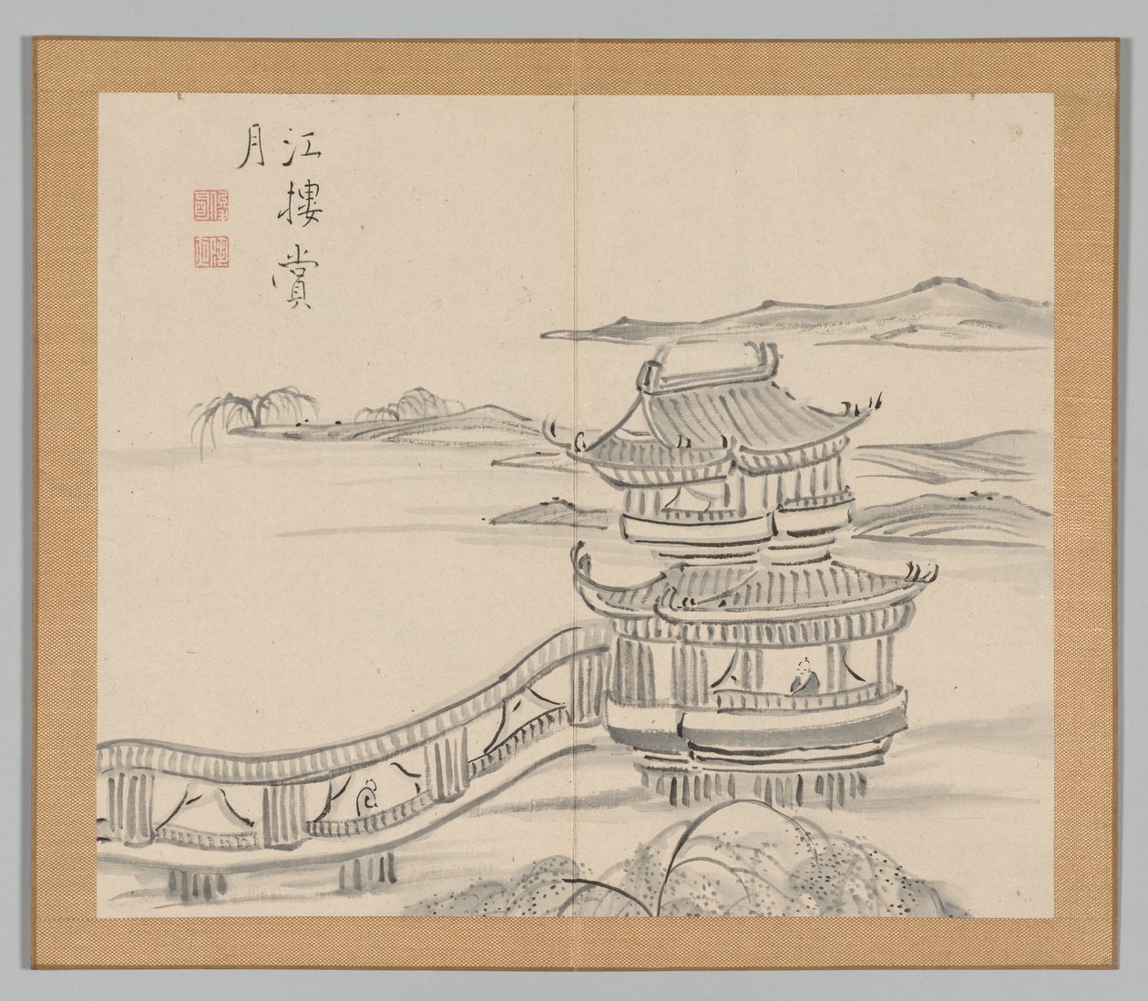 Double Album of Landscape Studies Ikeno Taiga után, 2. kötet, 25. levél, 18. század. alkotó: Aoki Shukuya