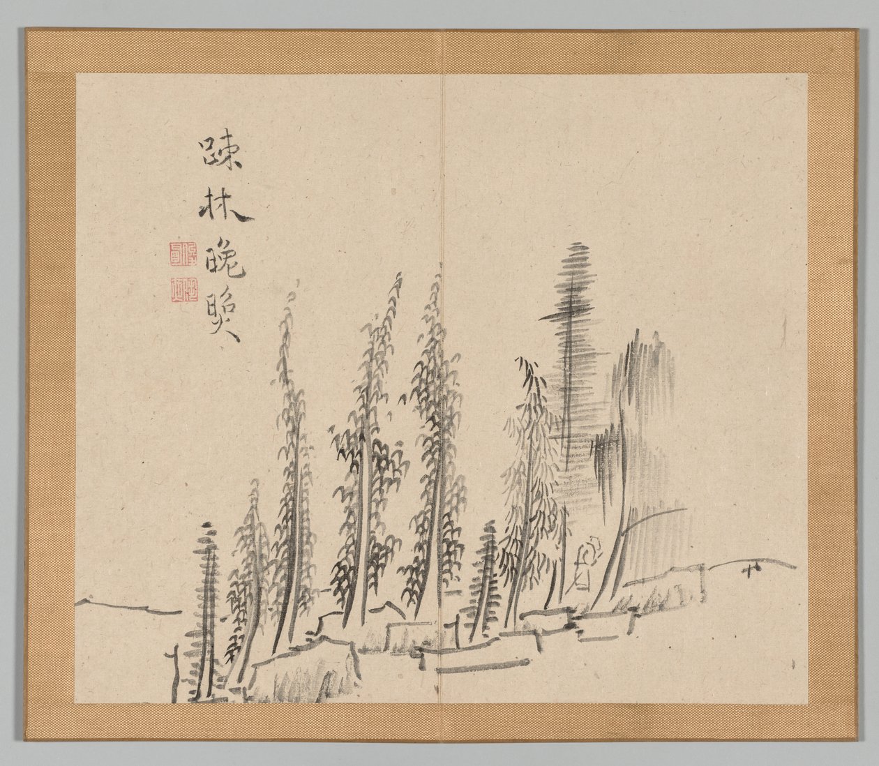 Double Album of Landscape Studies Ikeno Taiga után, 2. kötet, 30. levél, 18. század. alkotó: Aoki Shukuya