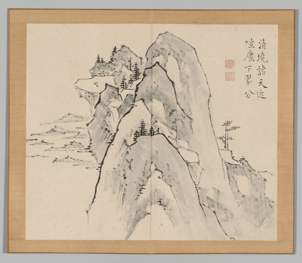 Double Album of Landscape Studies Ikeno Taiga után, 2. kötet, 33. levél, 18. század. alkotó: Aoki Shukuya