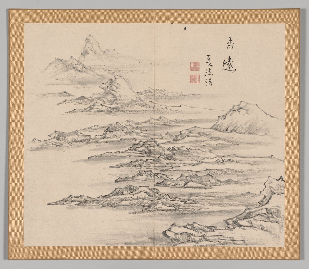 Double Album of Landscape Studies Ikeno Taiga után, 2. kötet, 5. levél, 18. század. alkotó: Aoki Shukuya