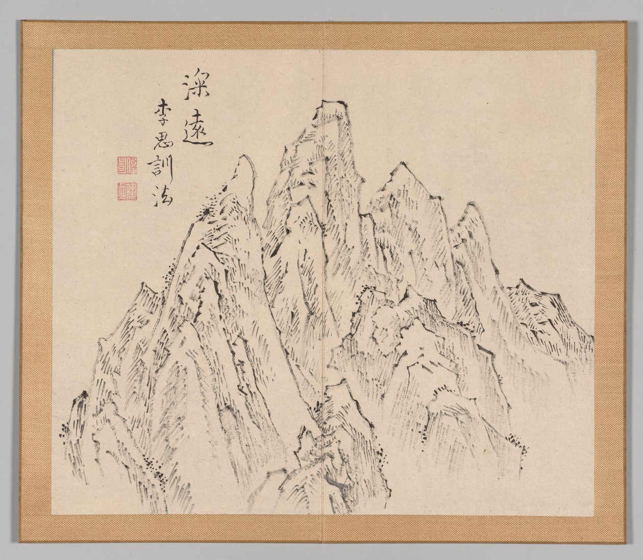 Double Album of Landscape Studies Ikeno Taiga után, 2. kötet, 6. levél, 18. század. alkotó: Aoki Shukuya