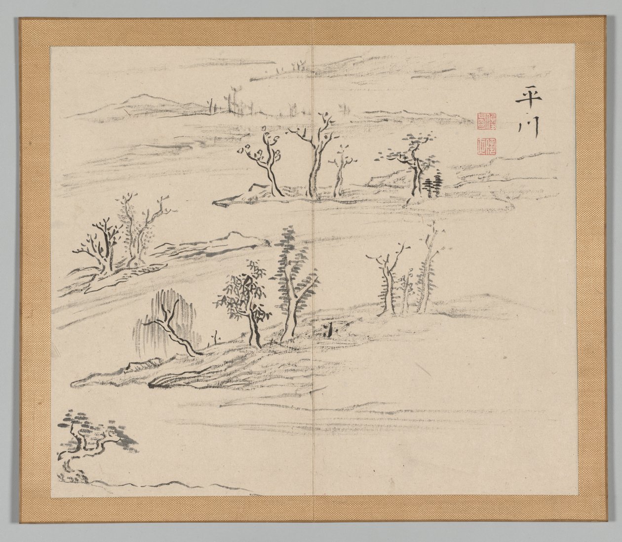 Double Album of Landscape Studies Ikeno Taiga után, 2. kötet, 9. levél, 18. század. alkotó: Aoki Shukuya