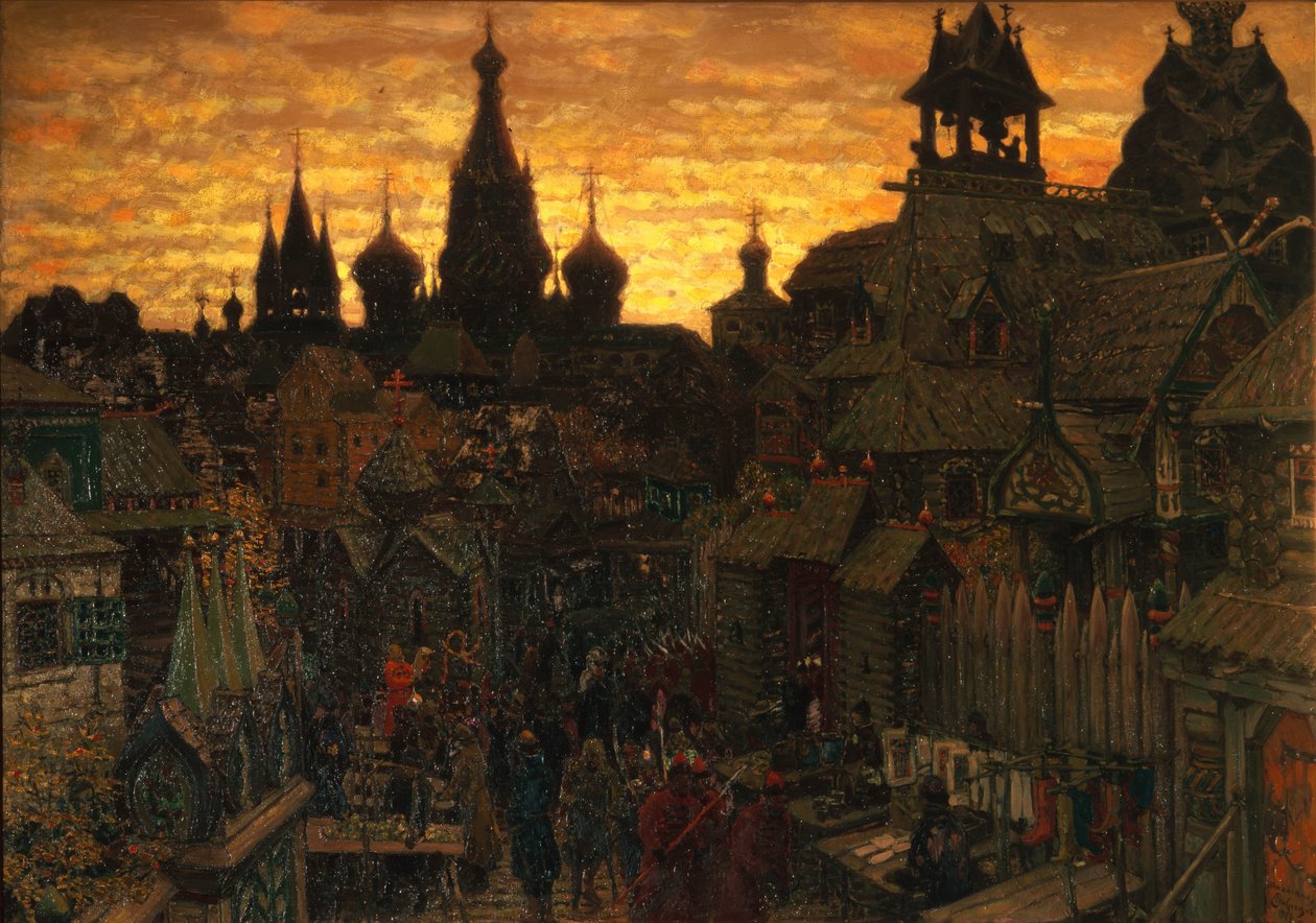 Az ókori Moszkva. Kitay-gorod utca a 17. században, 1900 alkotó: Apollinari Mikhailovich Vasnetsov