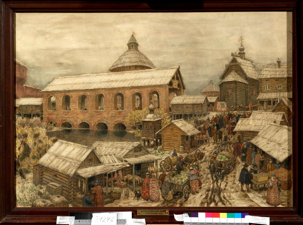 Séta Moszkva Okhotny Riad kerületében a 13-16. században - Appolinari Mikhaylovich Vasnetsov (1856-1933) munkája alkotó: Apollinari Mikhailovich Vasnetsov