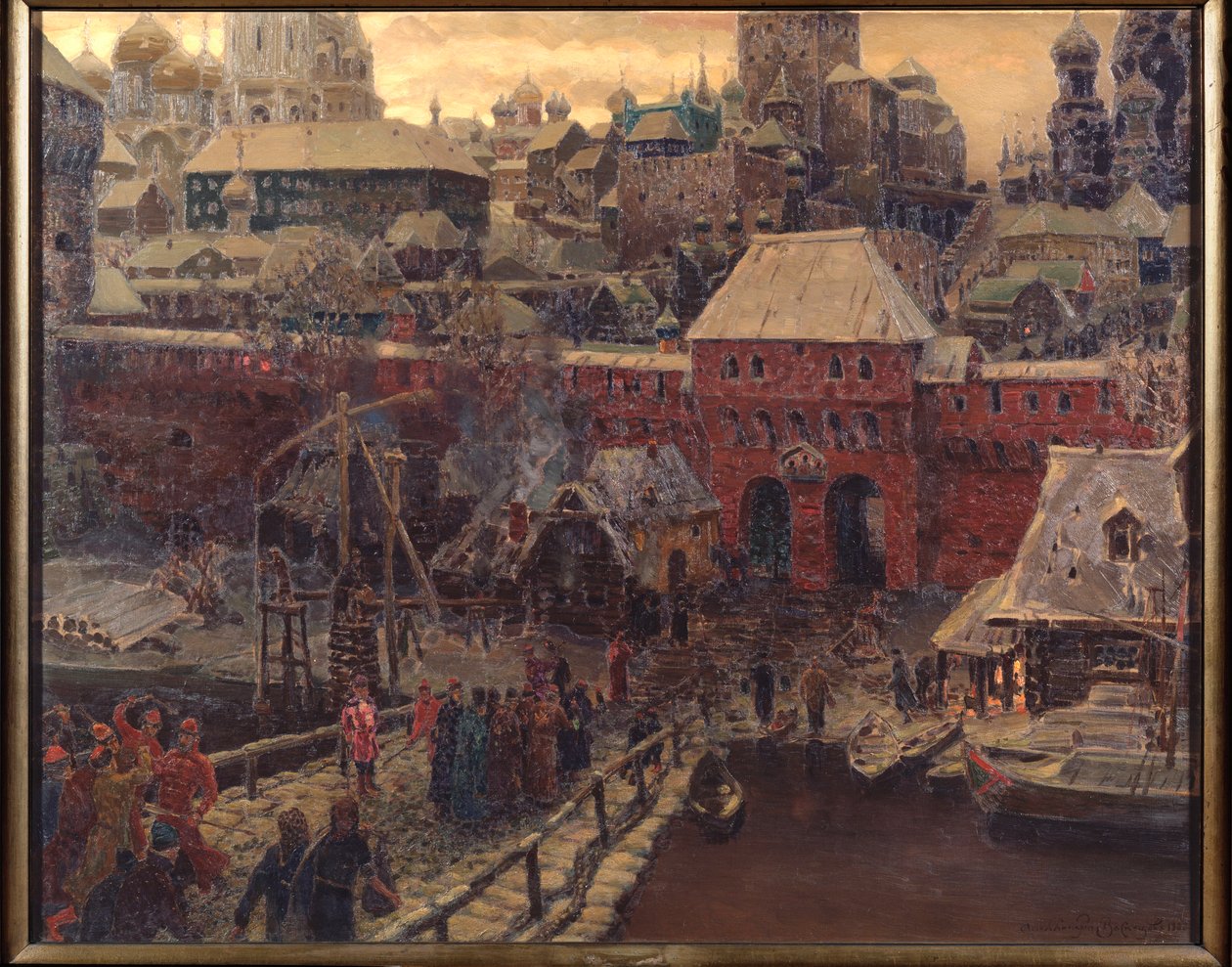 Moszkva a 17. században, A Moszkvoretszkij híd és a Vízkapu – Appolinari Mihajlovics Vasnyecov (1856-1933) festménye, olaj, vászon alkotó: Apollinari Mikhailovich Vasnetsov