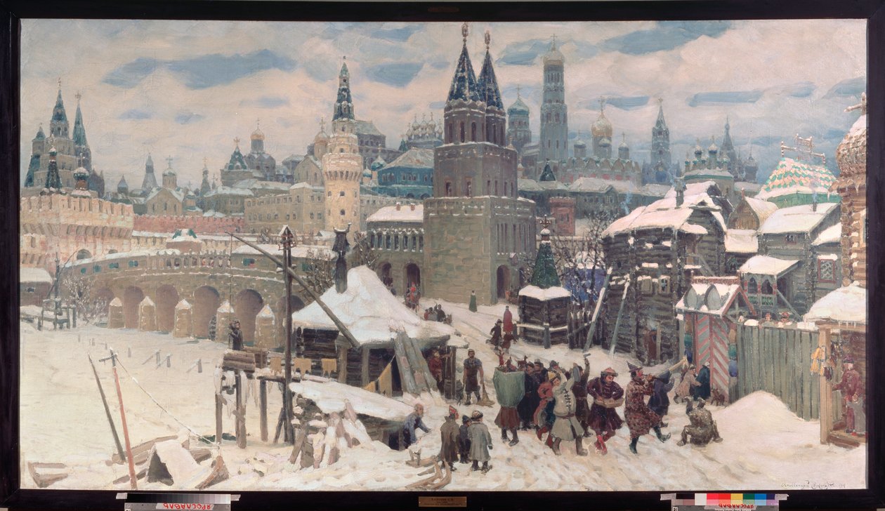 Moszkva a 17. században, a Mindenszentek hídja – Appolinari Mihajlovics Vasnyecov (1856-1933) festménye, olaj, vászon alkotó: Apollinari Mikhailovich Vasnetsov