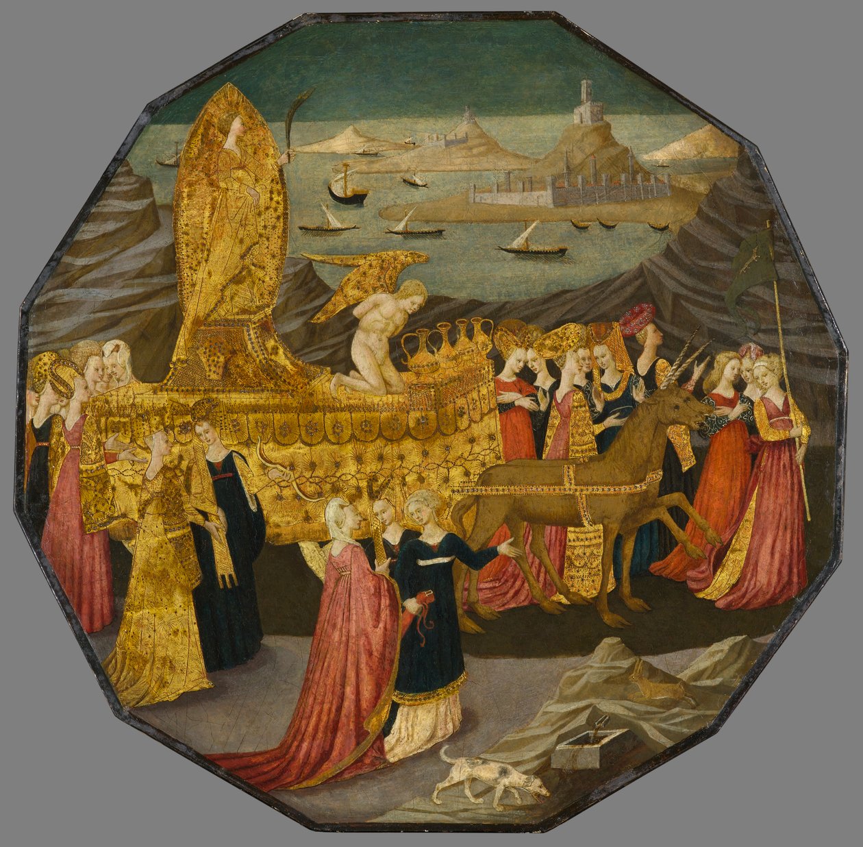 A tisztaság diadala, 1450-1460 körül (tempera és aranylevél a panelen) alkotó: Apollonio di Giovanni di Tommaso