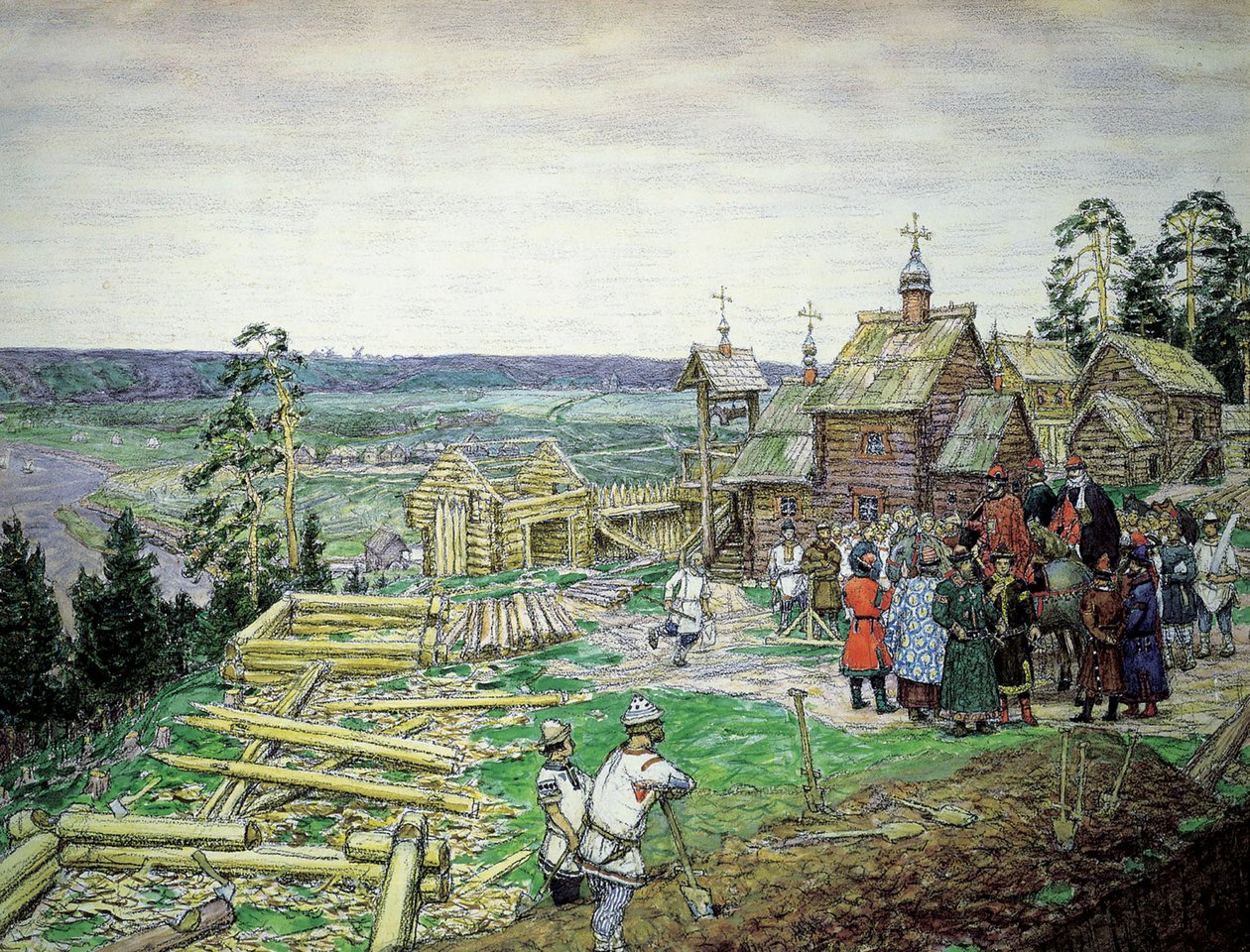A moszkvai Kreml alapítása, 1156, 1917. alkotó: Appolinari Mikhaylovich Vasnetsov