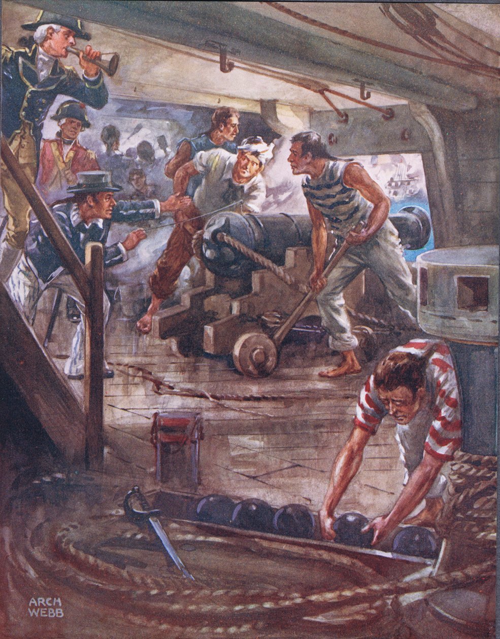 Mindegyik fegyver adamant ajkáról, illusztráció a „Híres harcok balladáiból”, 1900 körül alkotó: Archibald Webb