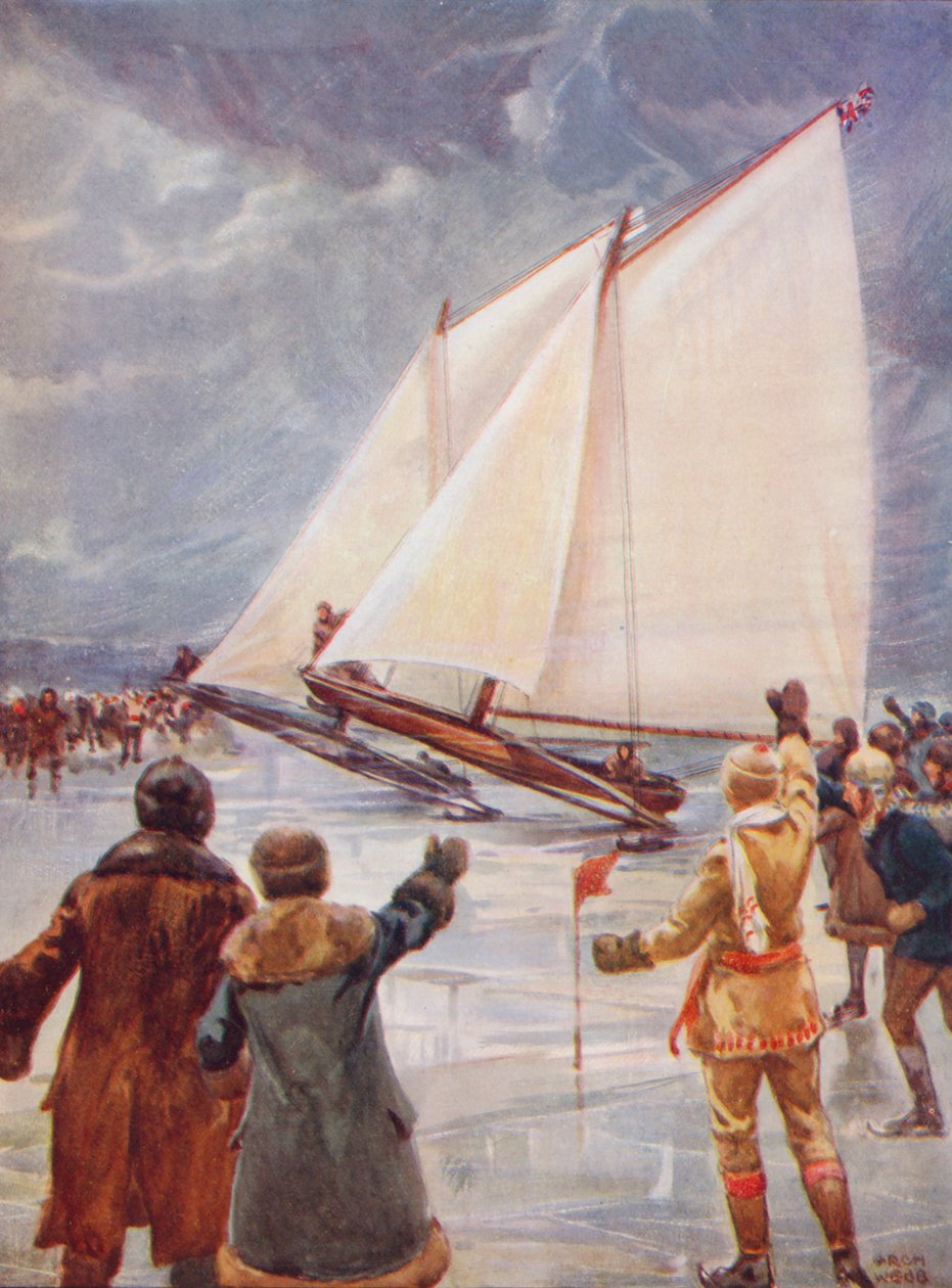 Jégvitorlázás (színes litográfia) alkotó: Archibald Bertram (after) Webb