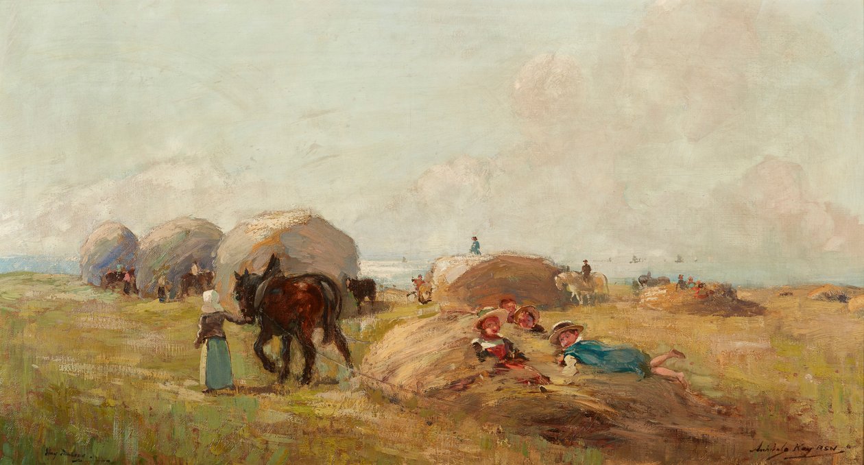 Szénakészítés (olaj, vászon) alkotó: Archibald Kay