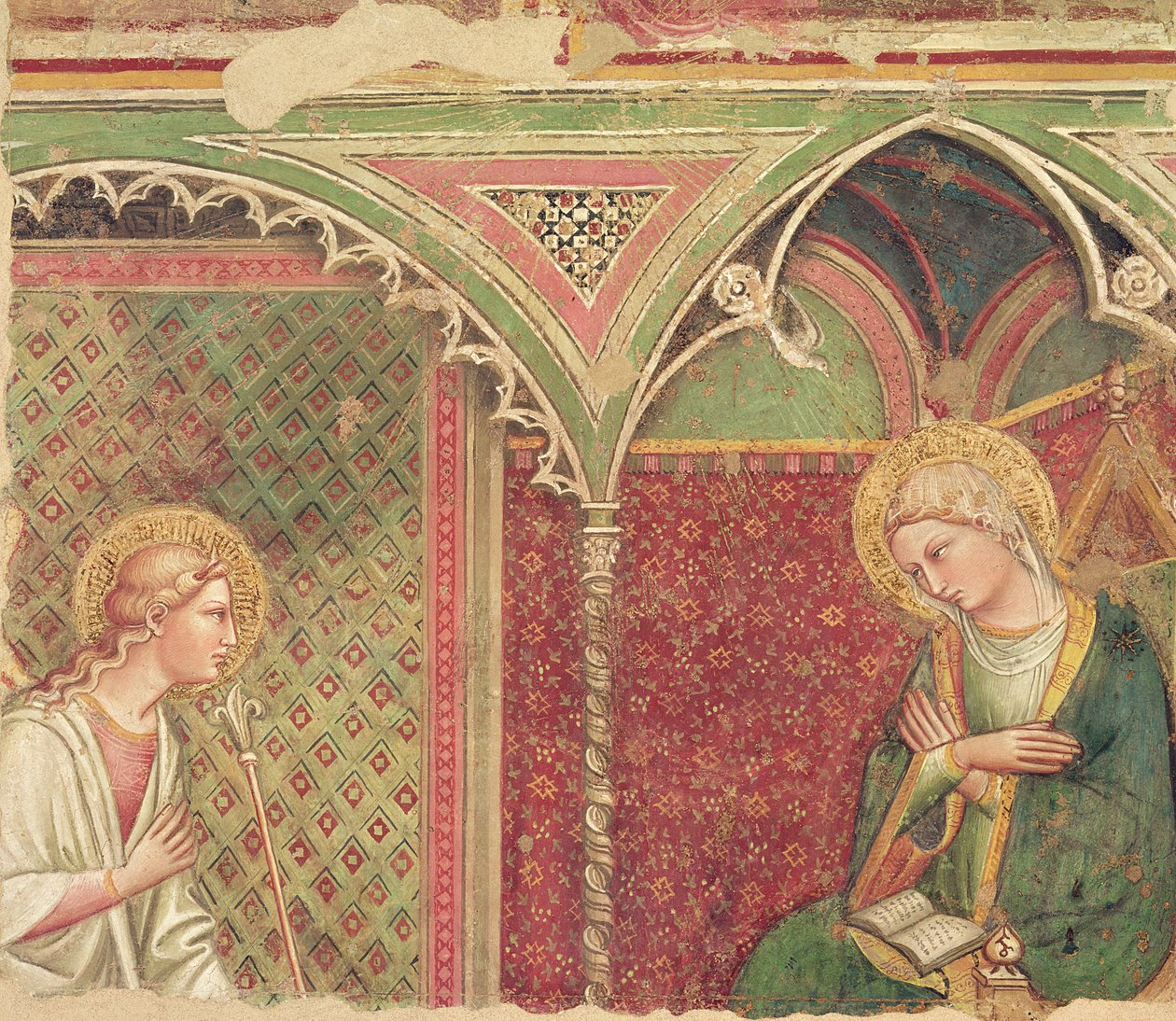 Az Angyali üdvözlet részlete, 1370 körül alkotó: Aretino Luca Spinello or Spinelli