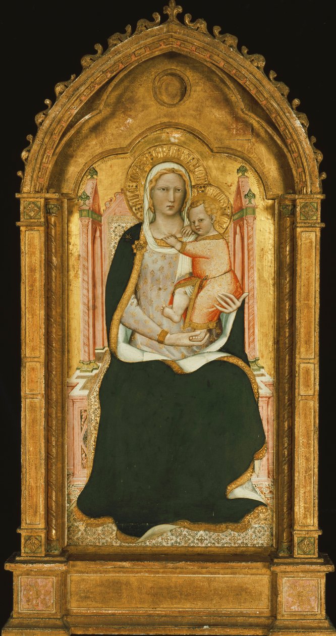A Madonna és a gyermek trónol, alkotó: Aretino Luca Spinello or Spinelli