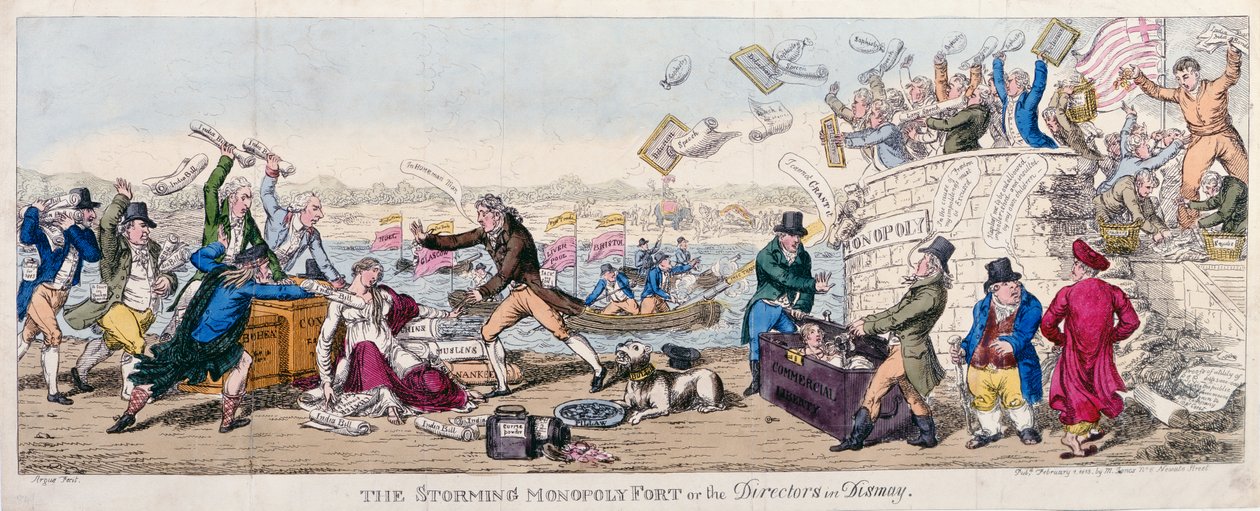 Az 1813-ban megjelent The Storming of Monopoly Fort vagy The Directors in Dismay alkotó: Argus