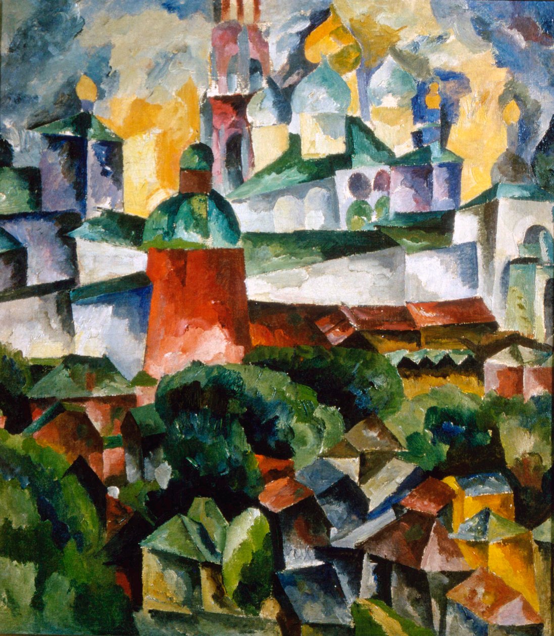 "Táj a Szentháromság-Sergius-kolostorral", 1920. alkotó: Aristarkh Lentulov