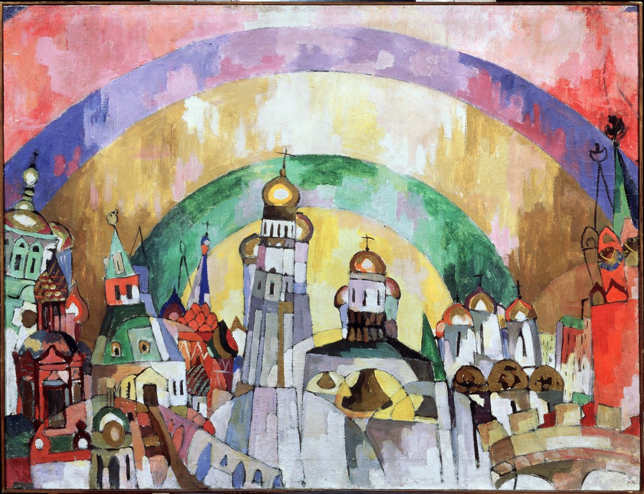 Erkély, dekoratív Moszkva. (Firmament. Dekoratív Moszkva). Arisztarh Vasziljevics Lentulov (Lentulov) (1882-1943) festménye, olaj, vászon alkotó: Aristarkh Vasilievic Lentulov