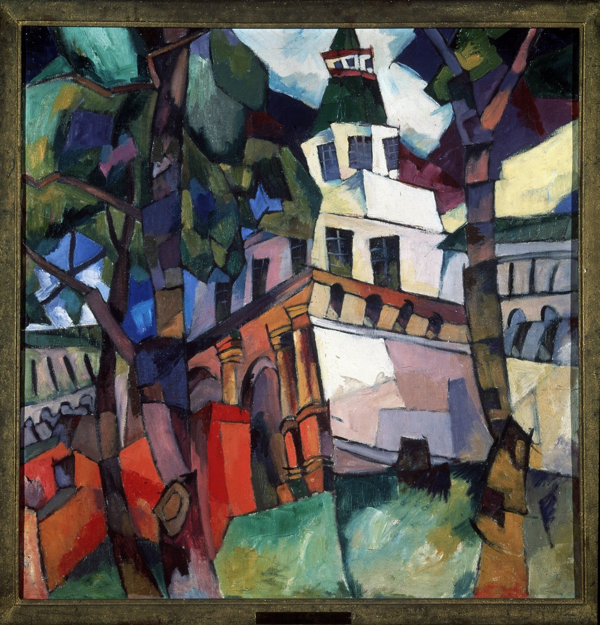 Az új jeruzsálemi kolostor kaputornya (Izrael). (Kaputorony, Új Jeruzsálemi kolostor). Arisztarh Vasziljevics Lentulov (Lentulov) (1882-1943) festménye, olaj, vászon alkotó: Aristarkh Vasilievic Lentulov