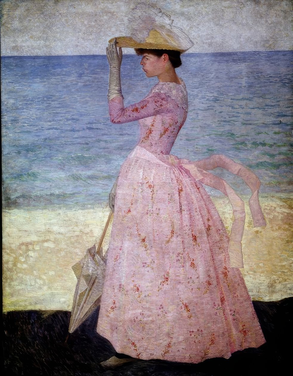 A nő napernyővel - 1896 - 190 × 149 cm - olaj, vászon. Művész: ARISTIDE MAILLOL. Más néven: LA MUJER DE LA SOMBRILLA. Helyszín: MUSEE D’ORSAY alkotó: Aristide Maillol