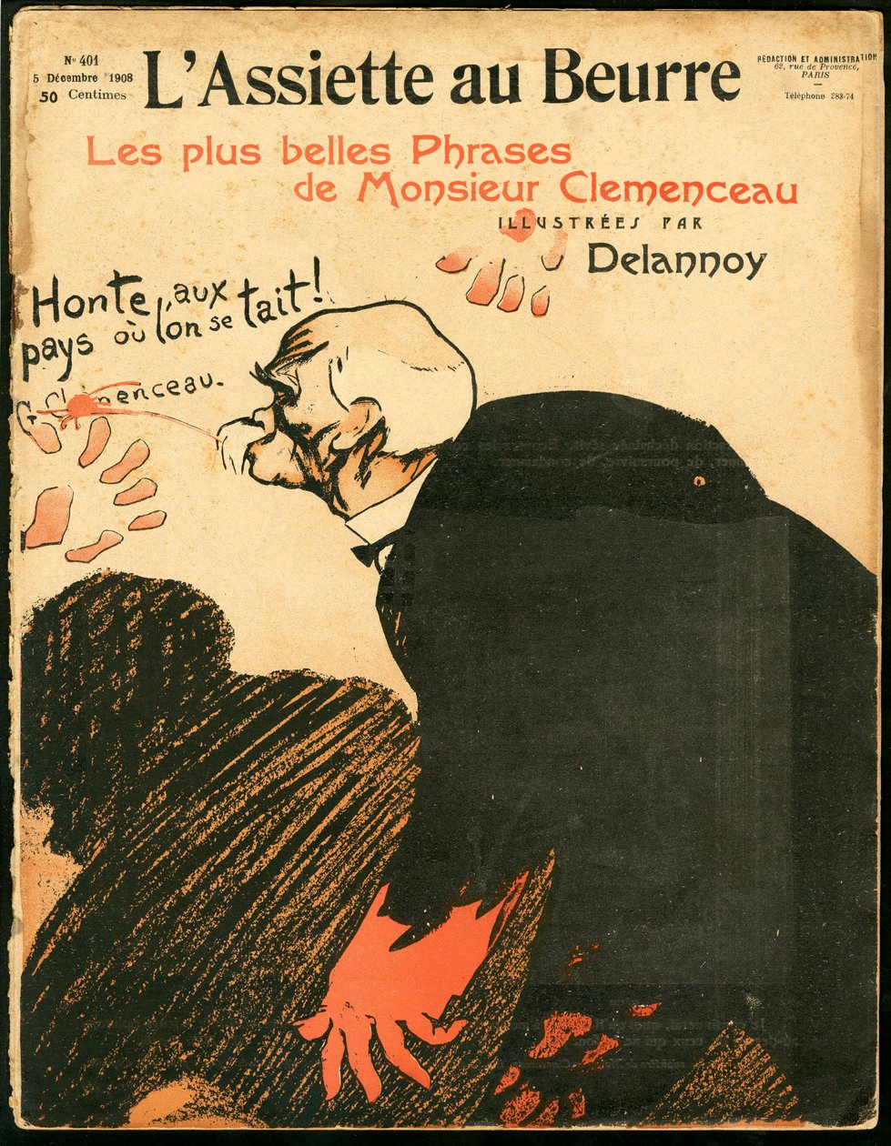 „” L’Plate au beurre” borítója, 401. szám, Szatirikus színekben alkotó: Aristide Delannoy
