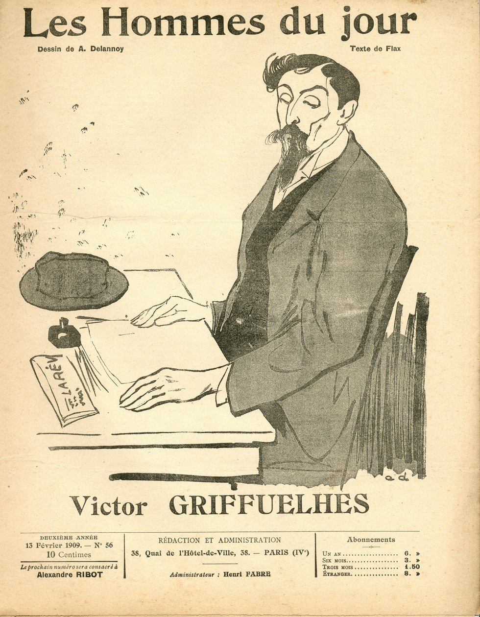 A „The Men of the Day” címlapja, Satiric, fekete-fehér alkotó: Aristide Delannoy