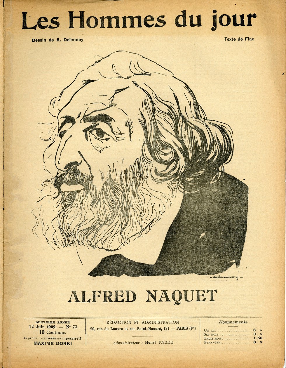 A „The Men of the Day” címlapja, Satiric, fekete-fehér alkotó: Aristide Delannoy