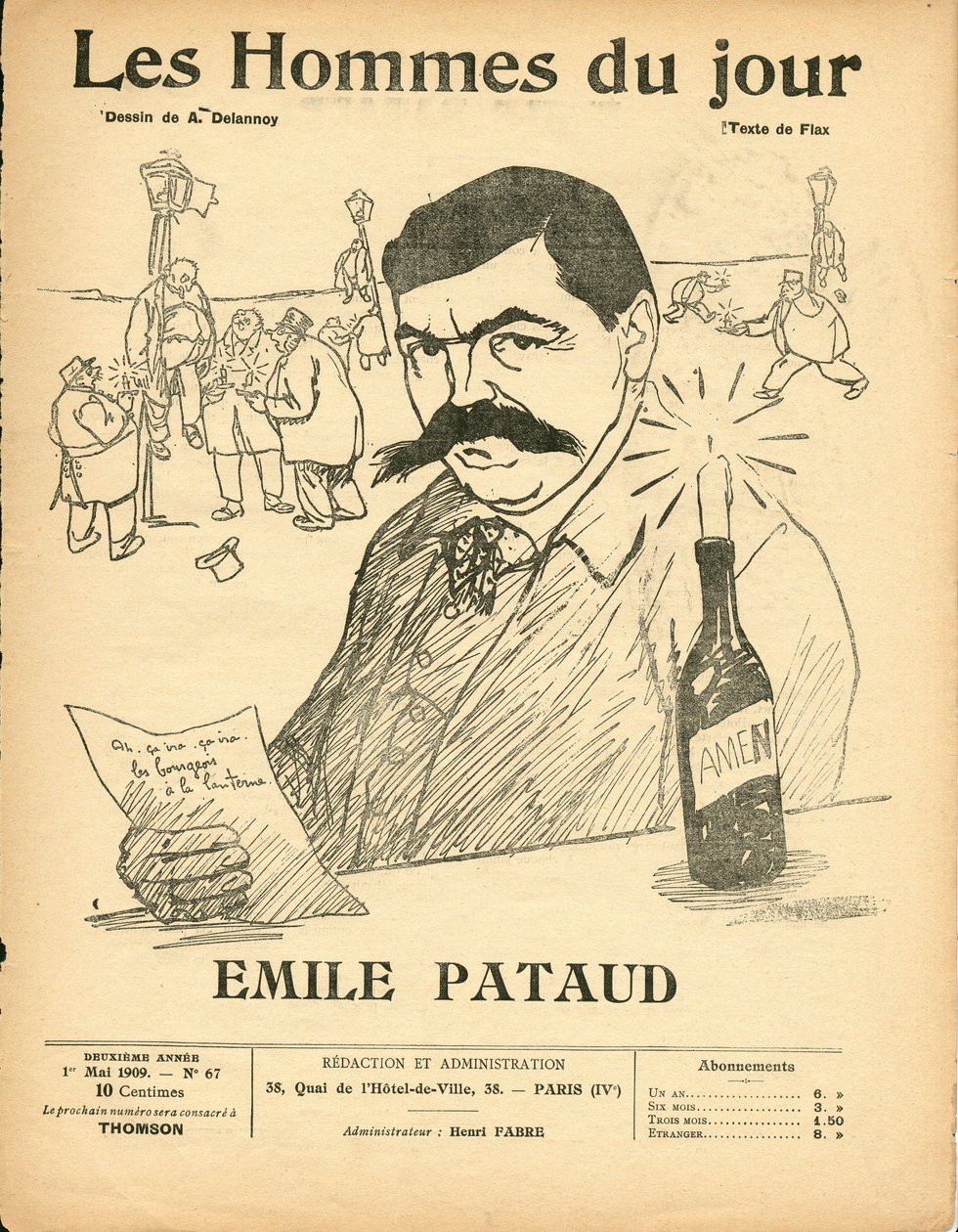 A „The Men of the Day” címlapja, Satiric, fekete-fehér alkotó: Aristide Delannoy
