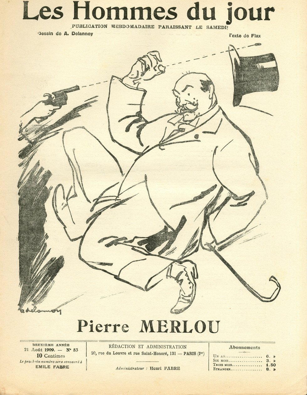 A „The Men of the Day” címlapja, Satiric, fekete-fehér alkotó: Aristide Delannoy
