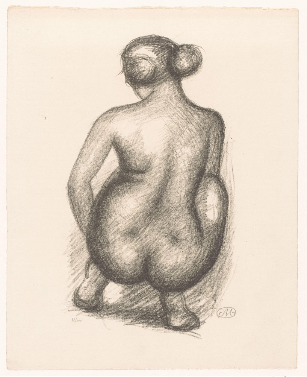 Guggoló meztelen nő hátulról nézve Femme accroupie de dos (eredeti cím) alkotó: Aristide Maillol (signed by artist)