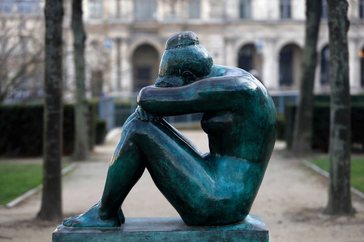 Tuileriák kertje, Aristide Maillol, Éjszaka, Párizs, Franciaország (fotó) alkotó: Aristide Maillol