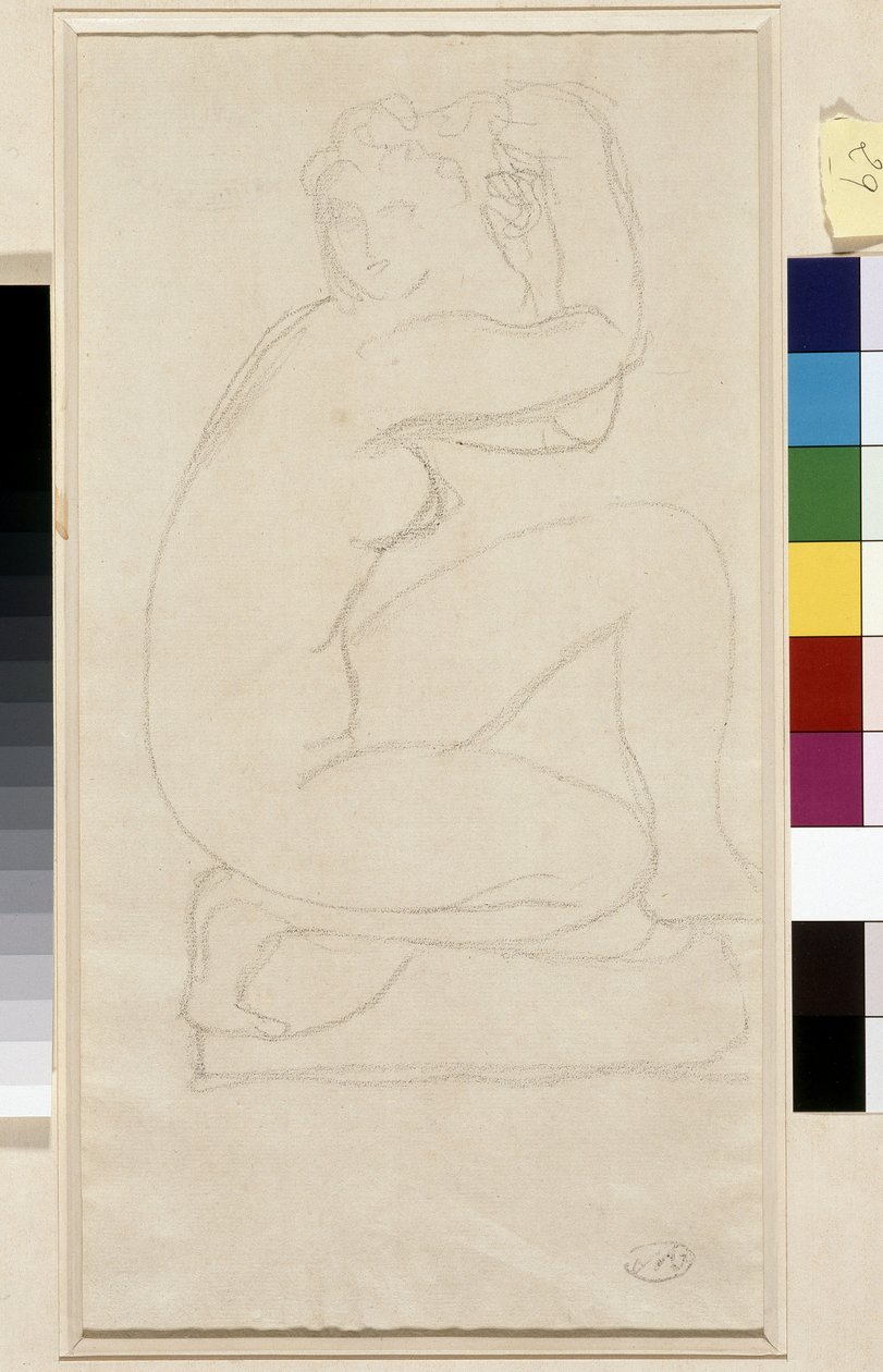 Meztelen haj. Aristide Maillol (1861-1944) rajza. Ólom papíron. Mérete: 34x18,5 cm. Musee Cantini, Marseille alkotó: Aristide Maillol