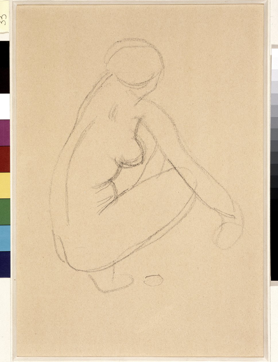 Meztelen guggolás. Aristide Maillol (1861-1944) rajza. Ceruza papíron. Mérete: 32x23 cm. Musee Cantini, Marseille alkotó: Aristide Maillol