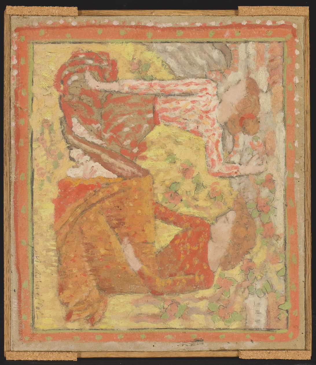 Két fiatal lány a gyümölcsösben (szőttes projekt), 1895-1900 körül (olaj, tempera és grafit a táblára szerelt kartonon) alkotó: Aristide Maillol