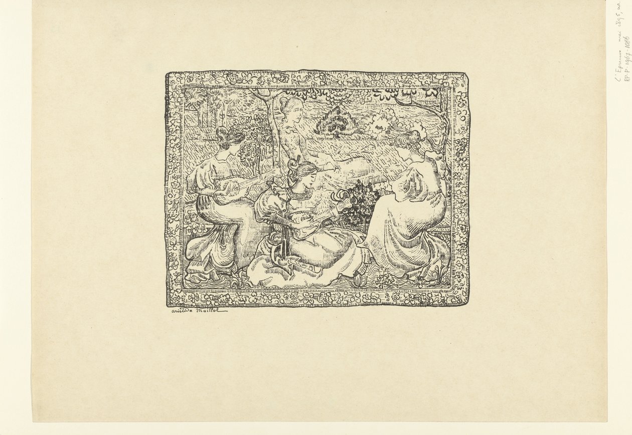 Gobelin négy zenélő nővel egy tájban Tapisserie vagy koncert champêtre L