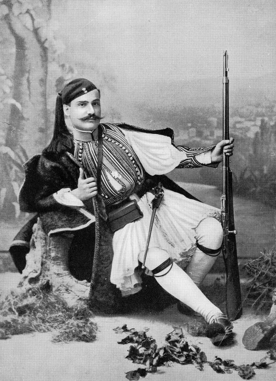 Egy görög evzone, 19. század vége alkotó: Aristotelis Rhomaides
