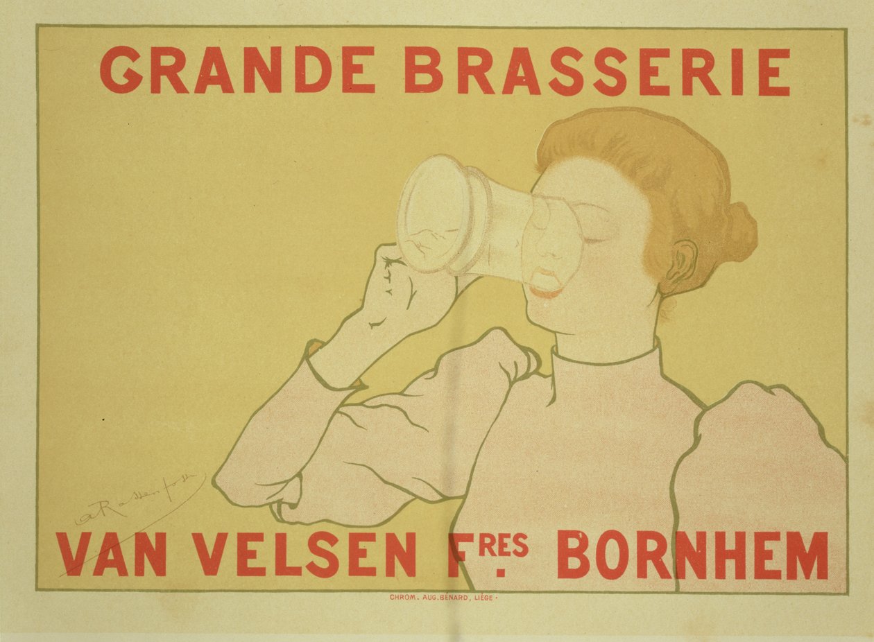 A „Grande Brasserie Van Velsen” plakát reprodukciója, 1894 alkotó: Armand Rassenfosse