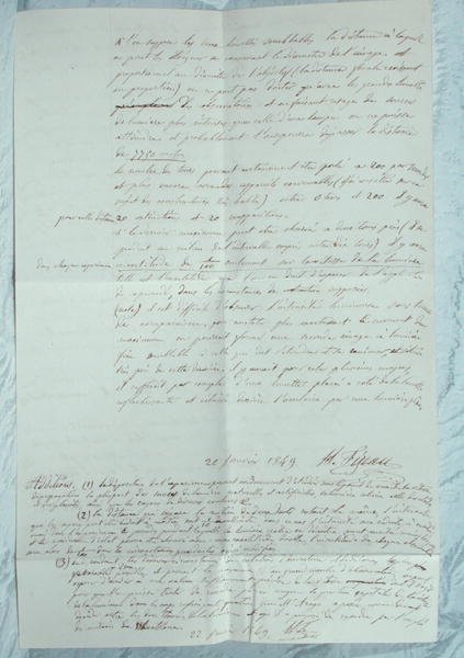 Fizeau kísérleteit leíró levél a fénysebesség meghatározására alkotó: Armand Hippolyte Louis Fizeau