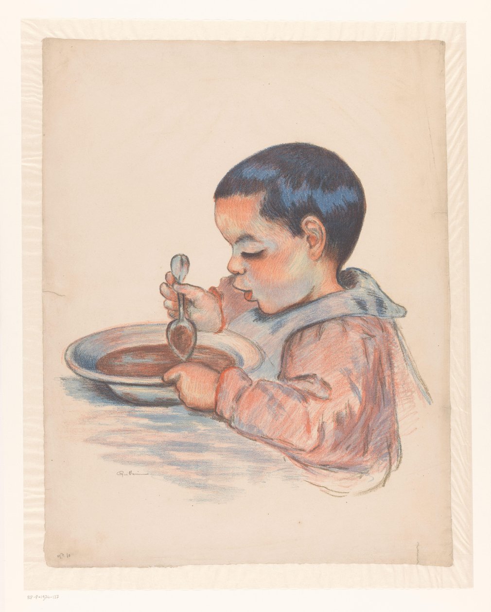 Gyermek eszik levest alkotó: Armand Guillaumin