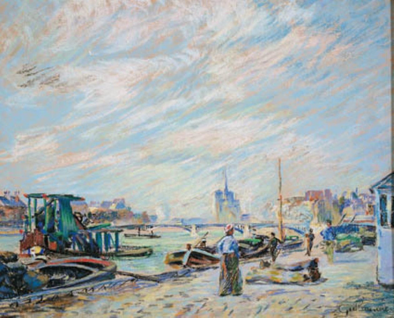 Quai Sully kilátása, ma Quai Henri IV, a Notre Dame-mal a háttérben alkotó: Armand Guillaumin