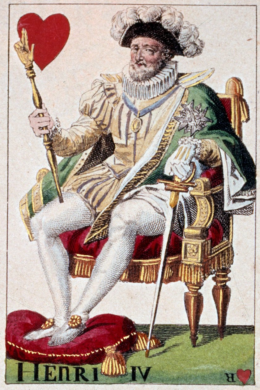 Henrik király (1553-1610) ábrázolása. Gustave Houbigant (1789-1862) játékkártya részlete, 19. századi Paris B.N. alkotó: Armand Gustave Houbigant