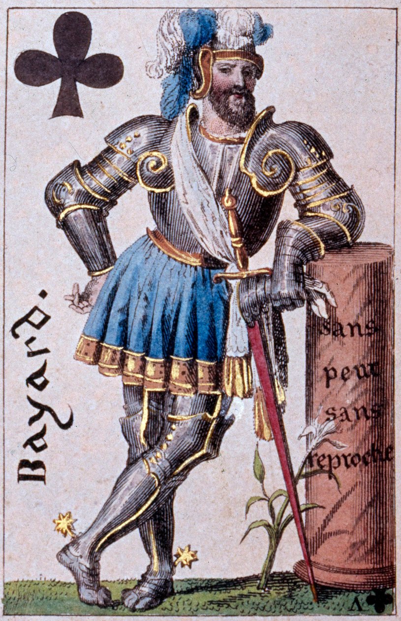 Pierre Terrail lovag, Bayard Lord (1476-1524) ábrázolása. Gustave Houbigant (1789-1862) játékkártya részlete, 19. századi Paris B.N. alkotó: Armand Gustave Houbigant