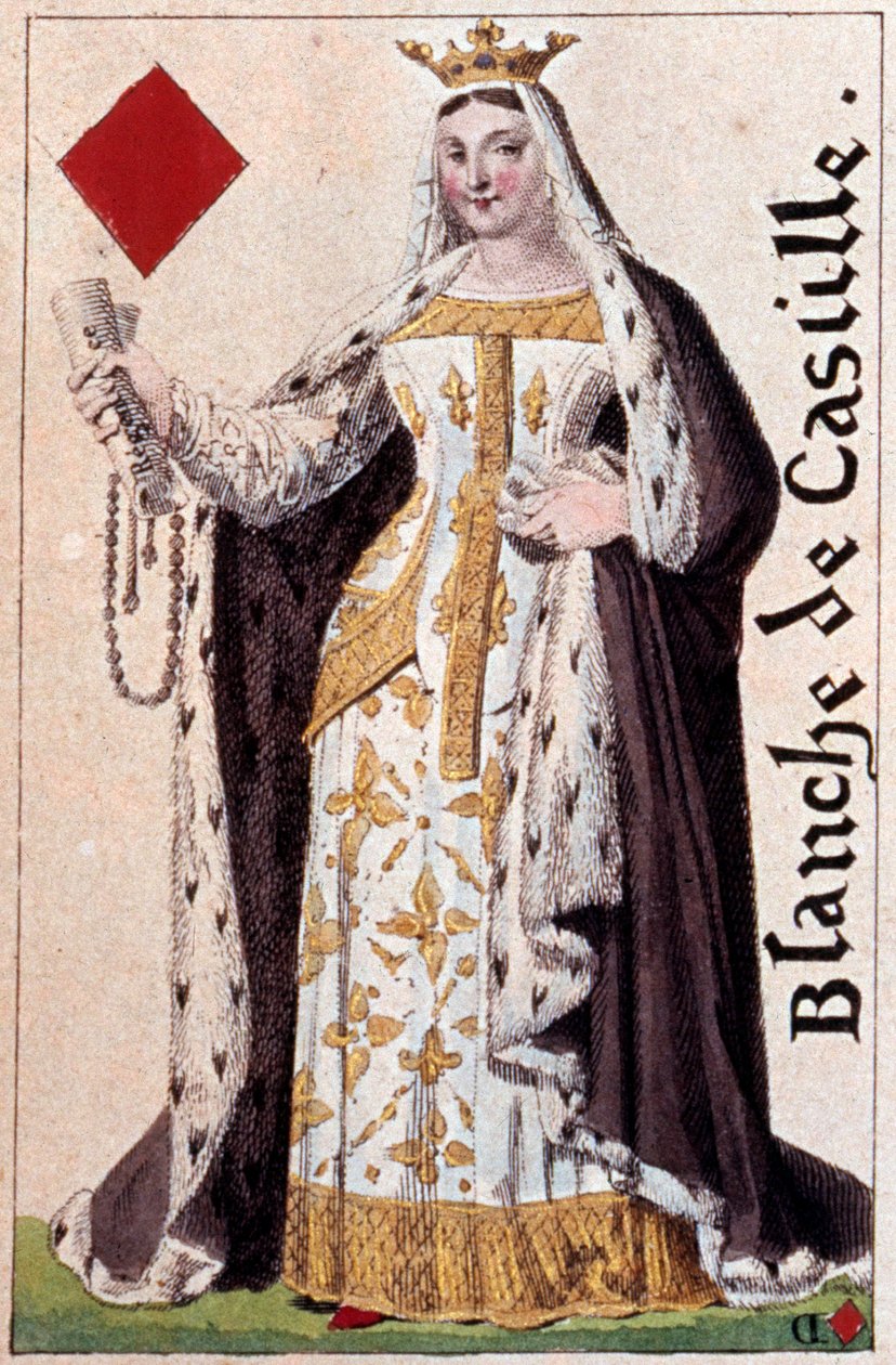 Kasztília fehér királynőjének (1188-1252) ábrázolása. Gustave Houbigant (1789-1862) játékkártya részlete, 19. századi Paris B.N. alkotó: Armand Gustave Houbigant