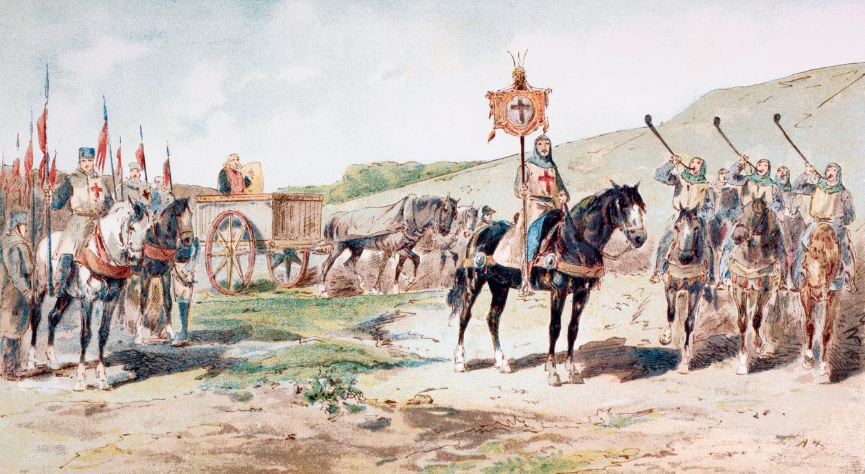 Keresztesek menet közben a 11. században lovas kocsival, 1886 alkotó: Armand Jean Heins